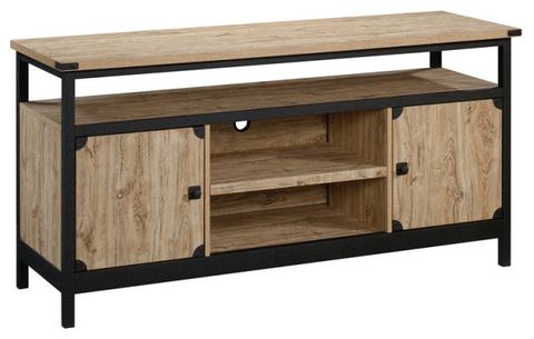 Sauder Steel River Engineered Wood Tv Stand In Carbon Oak/Black ... with regard to The practical benefits of choosing a 49 inch mobile TV cart for home entertainment