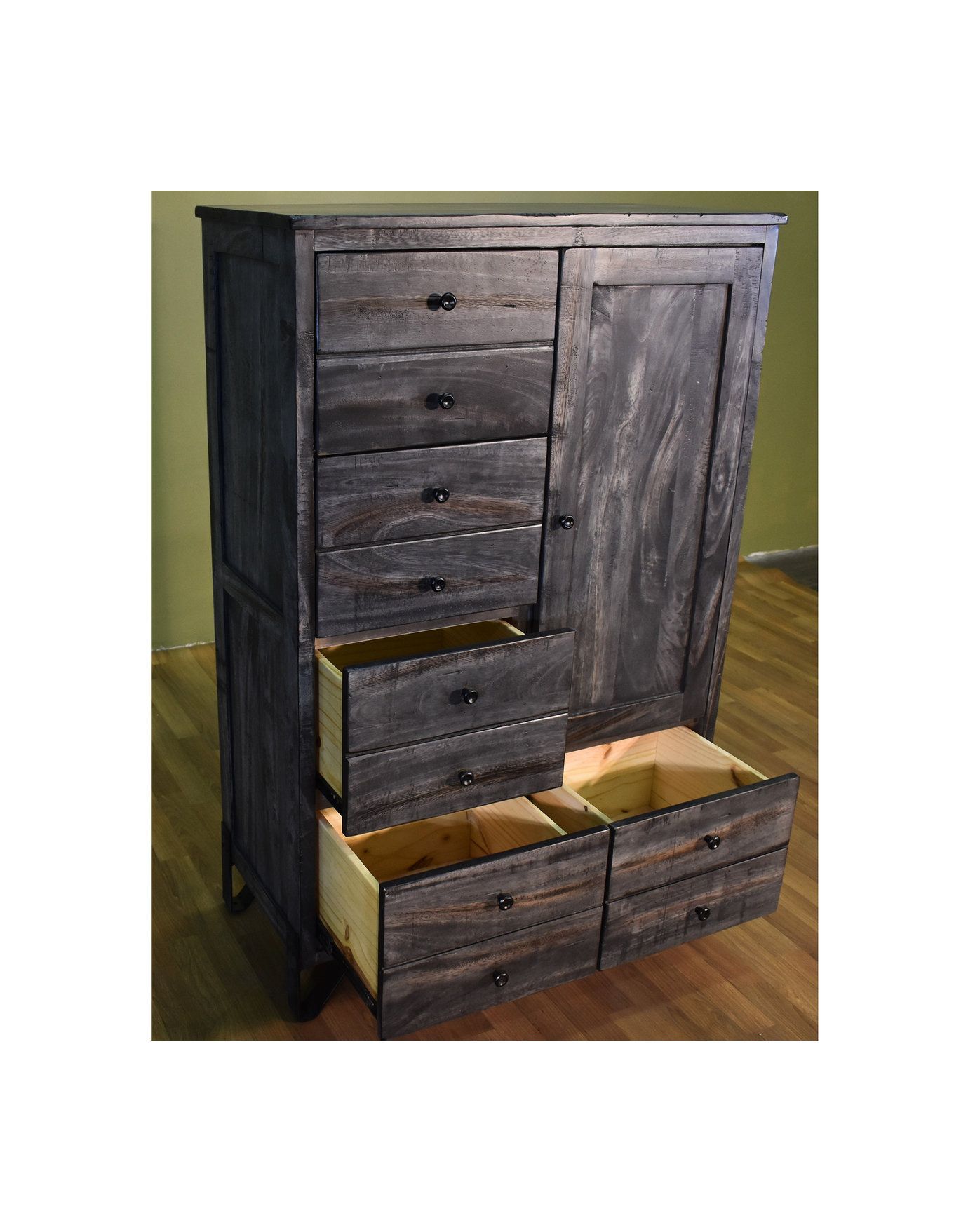 Sawyer Parota Wood 5-Drawer 1-Door Chest, Highboy Dresser ... inside Granville Parota 5 Drawer Highboy Dresser