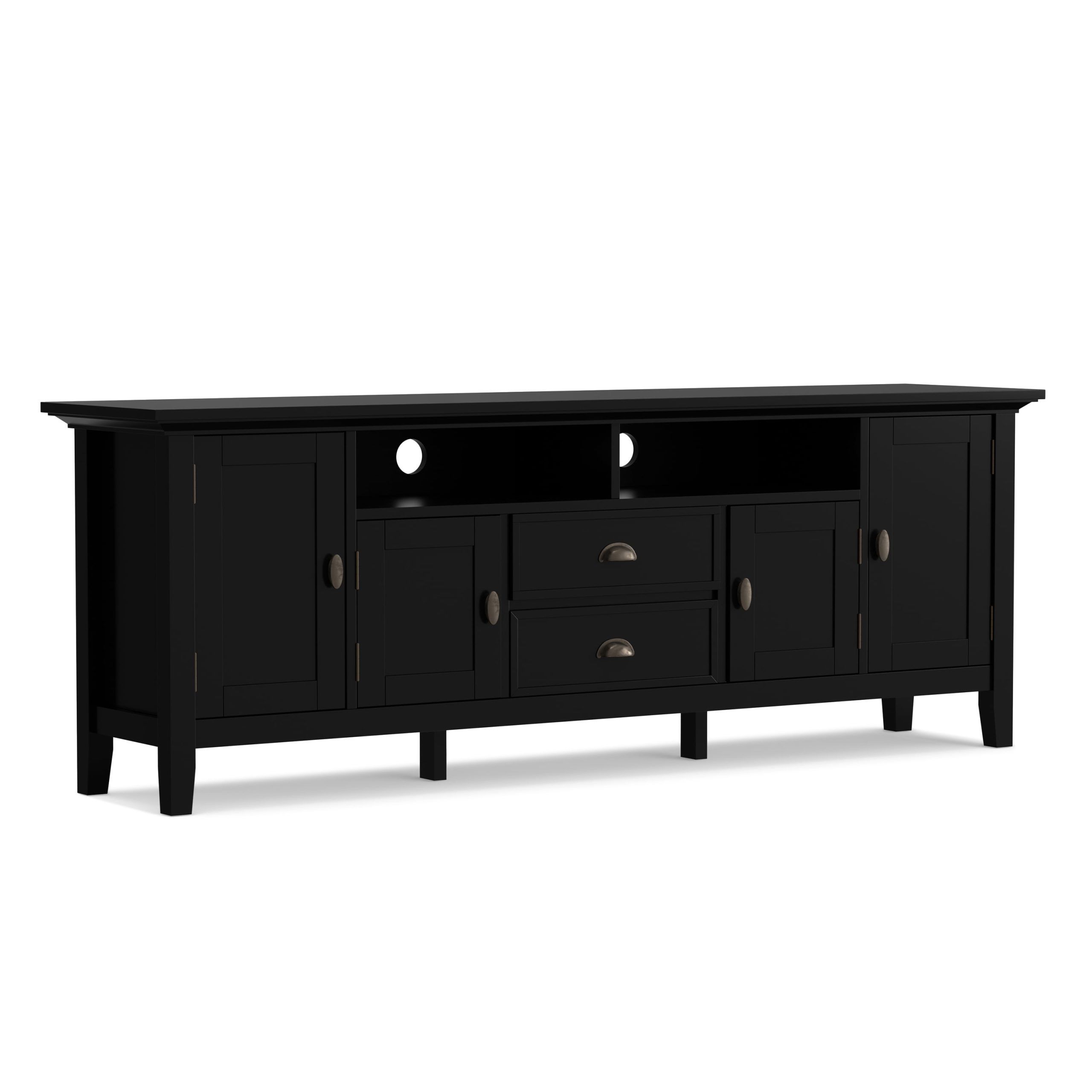 Simpli Home Redmond Wood 72 Inch Tv Media Stand In Black - Walmart.com throughout Furniture Of America Birch Wood 72&quot; Length Tv Stand In Black And Gold
