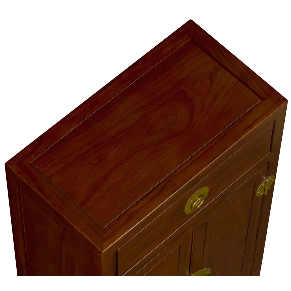 Slim Mahogany Elmwood Chinese Ming Cabinet within Cherry Finish Elmwood Chinese Petite Ming Media Cabinet