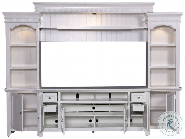 Tidewater Vintage White 72&quot; Entertainment Wall From Parker House ... intended for Restoring the Classic Parker House Tidewater 72 Console Wall