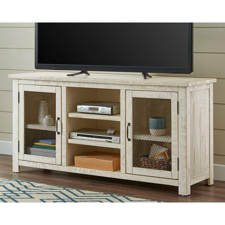 Trent 60&quot; Wide Antique White 2-Door Wood Tv Stand Console - #78R97 ... throughout Comparing the Hollis 2-door Wood 67 TV Stand With Drawer to similar furniture options