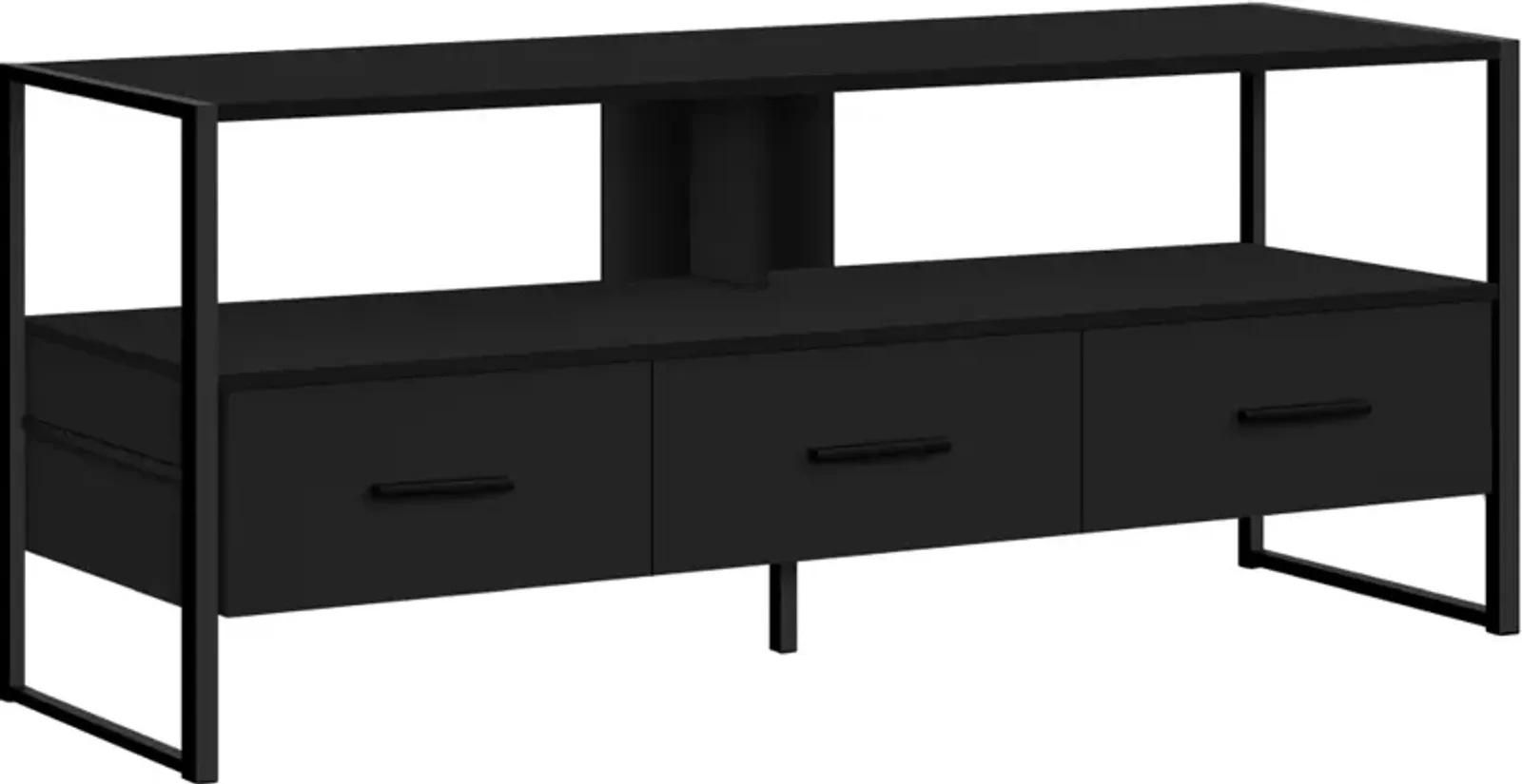Tv Stand, 48 Inch, Console, Media Entertainment Center, Storage Drawers ... throughout Tv Stand 48 Inch Console Drawers Living Room Bedroom Laminate Black