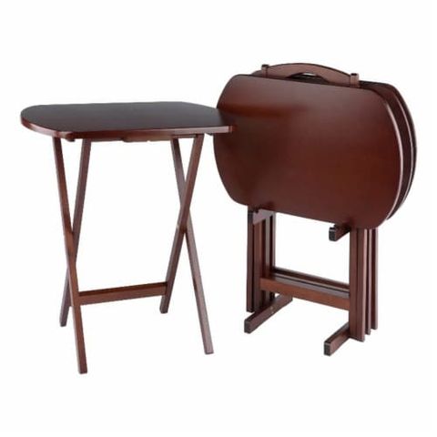 Winsome Corbett 5-Pc Oversize Snack Table Set Walnut Finish, 1 - Smith ... within Brienda 5-Pc Set Flip Top Snack Table Coffee Finish