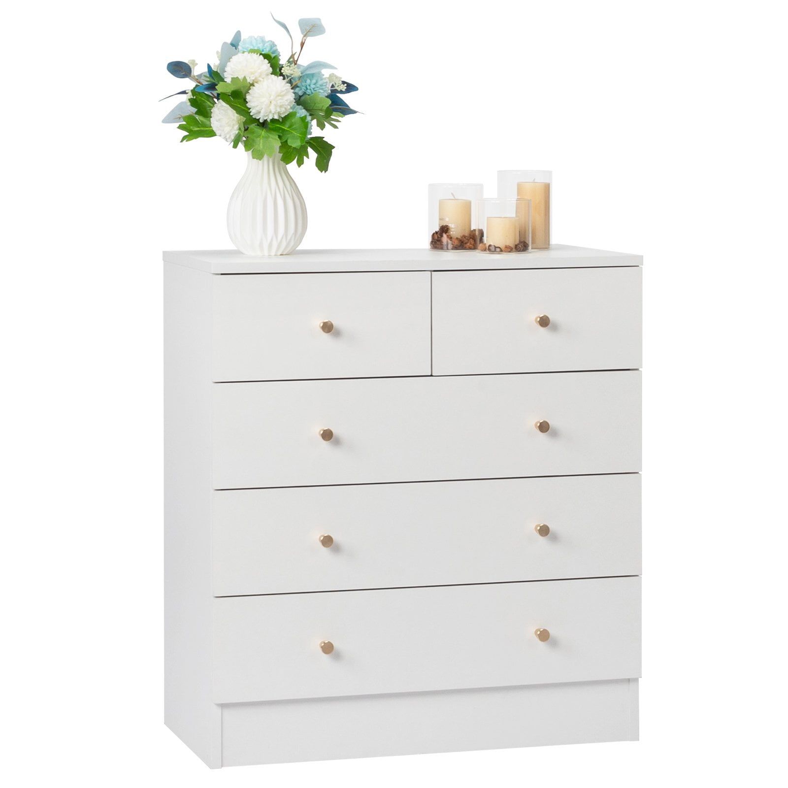 Zimtown 5-Drawers Dresser Chests, Wood Chest Of Drawers,Dressers ... within The art of choosing the perfect pearl white 5-drawer chest for your home