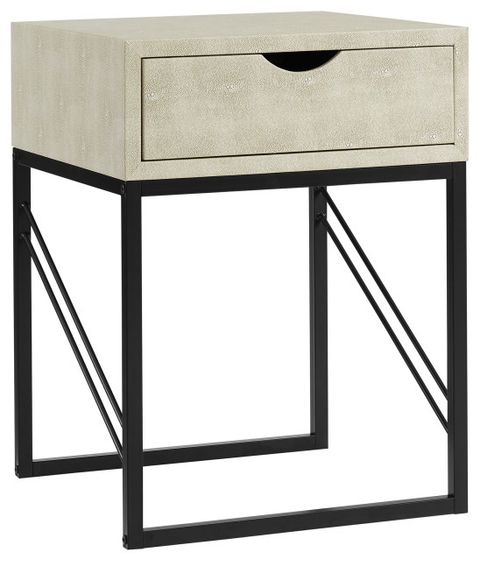1-Drawer Faux Shagreen Side Table - Transitional - Side Tables And End ... regarding Brass hardware details that elevate simple side table designs to statement pieces