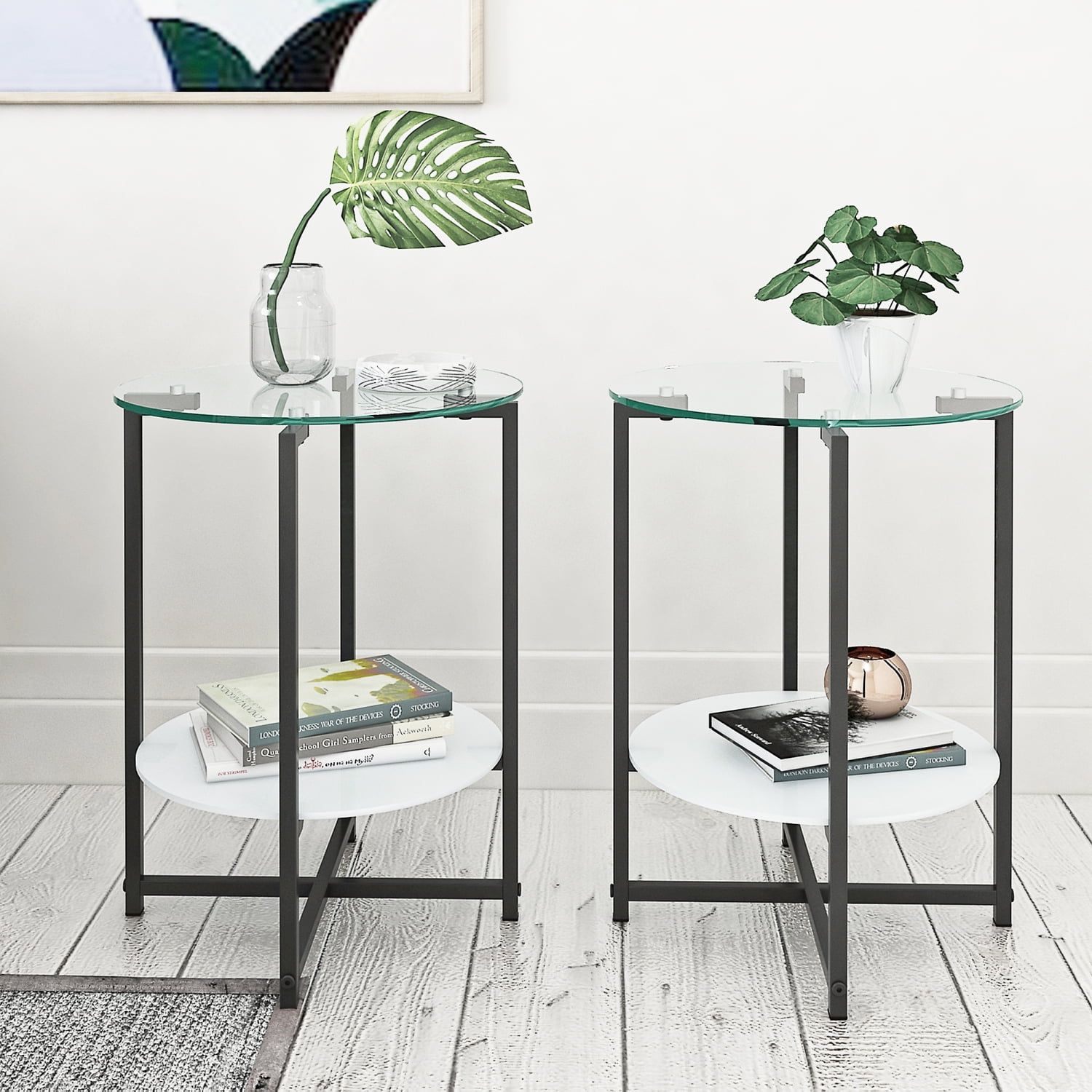 2-Piece Clear Tempered Glass End Table Set, Modern Round Design - Chic ... for Material matters why tempered glass dominates modern furniture trends