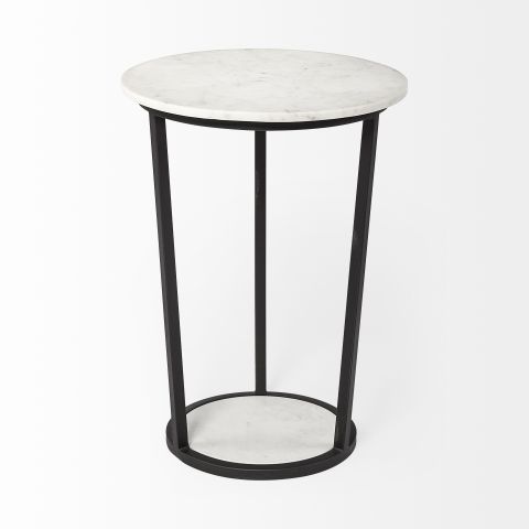 67039 - Bombola Ii (Large) 18L X 18W White Round Marble Top W/Black ... with regard to Bombola White Marble W/Black Metal Frame Round Accent Table, Large