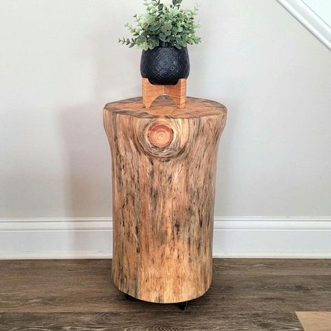 Accent Table - Etsy for Rustic Natural Grain Wood Tree Stump Accent Table Column Raw Blond Organic Round