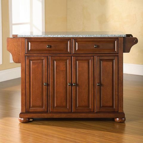 Alexandria Granite Top Full Size Kitchen Island/Cart Cherry/Gray ... with regard to Alexandria Granite Top Full Size Kitchen Island Cart, Cherry/White