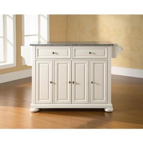 Alexandria Granite Top Full Size Kitchen Island/Cart White/Gray | Ebay for Alexandria Granite Top Full Size Kitchen Island Cart, Cherry/White