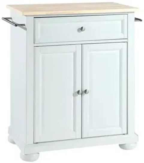 Alexandria Natural Wood Top Portable Kitchen Island In White By Gardner ... in Alexandria Natural Wood Top Portable Kitchen Island, White Finish