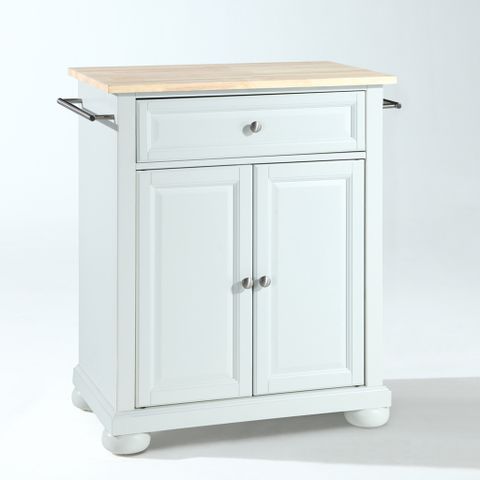 Alexandria Wood Top Portable Kitchen Island/Cart In White And Natural ... with Struggling With Your Portable Kitchen Island? Here's What's Actually Going Wrong (And How to Fix It)