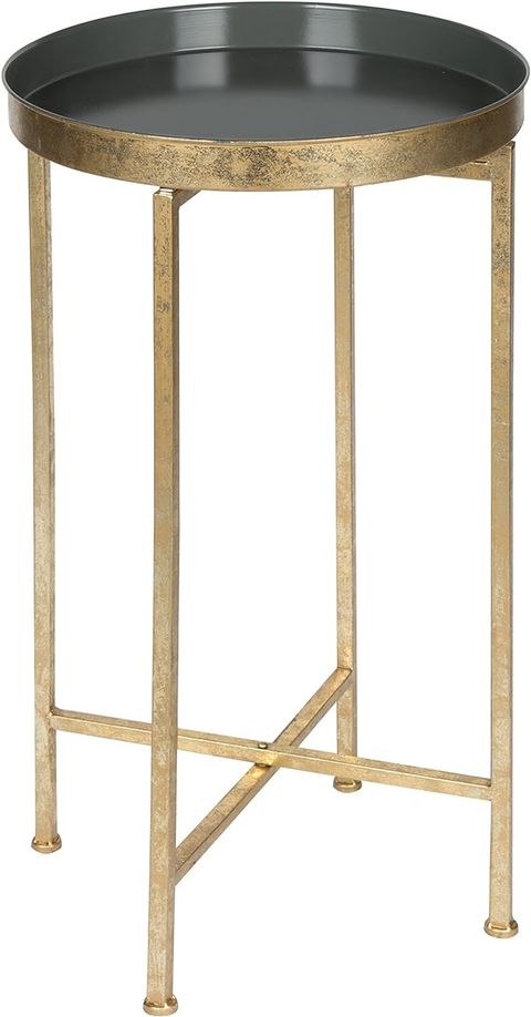 Amazon.com: Kate And Laurel Celia Round Metal Foldable Tray Accent ... with regard to Celia Round Metal Foldable Tray Table Set, Gray/Gold 2 Piece