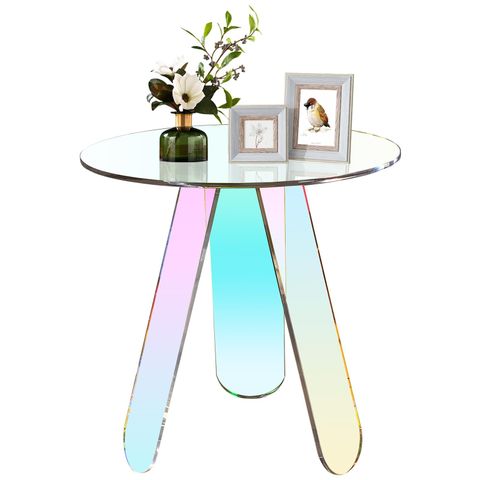 Amazon.com: Ksacry Round Side Table —Acrylic Iridescent Side Table,15.7 ... pertaining to Modern Living Room Solutions with Clear Acrylic Accent Furniture