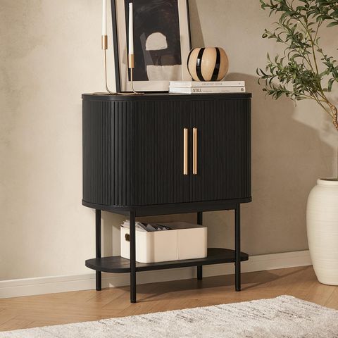 Amazon.com - Mopio Quin Storage Cabinet, Tambour Fluted Entryway Accent ... within Chinese Black Golden Flowers Side Cabinet End Table Nightstand Hcs7081