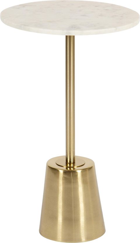 Amazon.com: Small Round Gold Side Table By Objet D’art, Larissa, Accent ... regarding Luxe Tapered Gold Metal Pedestal Table White Marble Crystal Top Square Drink