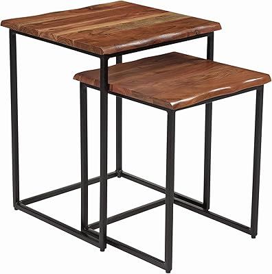 Amazon.com: Walker Edison Modern Hexagon Nesting Side End Table Set ... regarding Building lasting connections through quality wooden furnishings