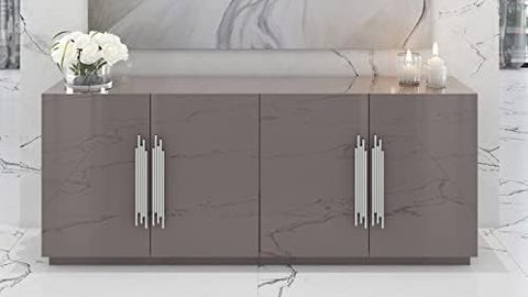 Amazon.com: Zuri Furniture 78.8” Wide Modern Vortice Sideboard Glossy ... with The Art of Choosing the Right Side Table for Your Modern Home Setup