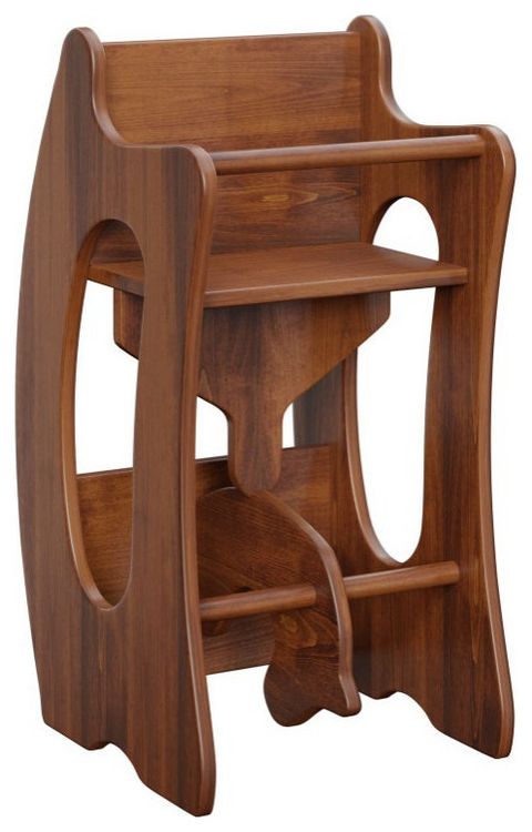 Amish Made Oak 3-In-1 Rocker, High Chair, And Desk - Transitional ... with Amish Made Oak Oval-Top Oak Magazine Rack, Michael's Cherry Stain