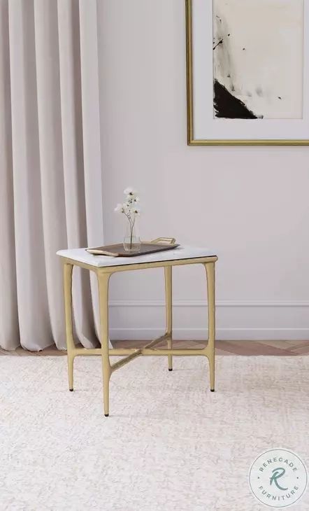 The Artisanal Craftsmanship Behind Baldwin Rectangular Marble Top Side Table White and Gold