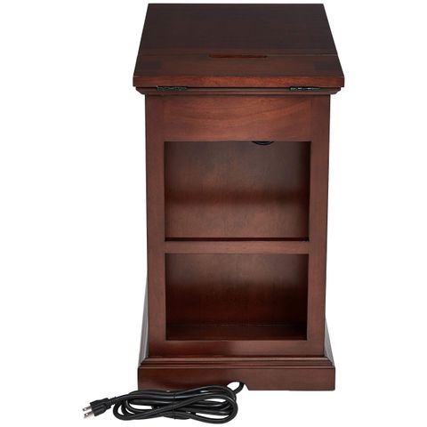Ball & Cast Traditional End Table With Charging Station Chair Side ... regarding Linon Bartow Wood Storage Accent Table Usb Charging Station In Hazelnut Brown