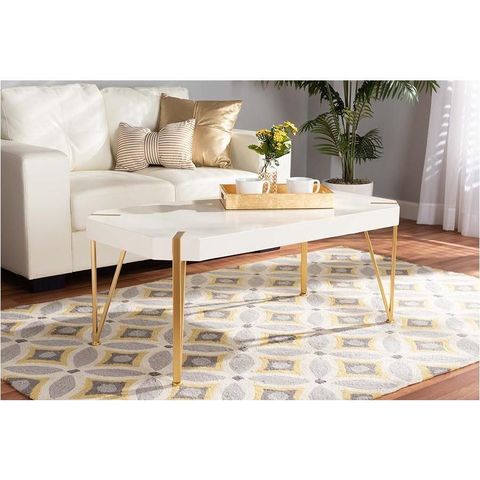 Baxton Studio Kassa Contemporary Glam And Luxe Brushed Gold Metal And ... pertaining to Baxton Studio Glam Brushed Gold Finished Metal And Glass Leaf Accent End Table