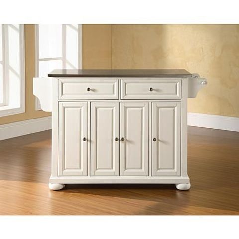 Beautiful Work Crosley Alexandria Natural Wood Top Kitchen Island Cart ... for Alexandria Natural Wood Top Portable Kitchen Island, White Finish