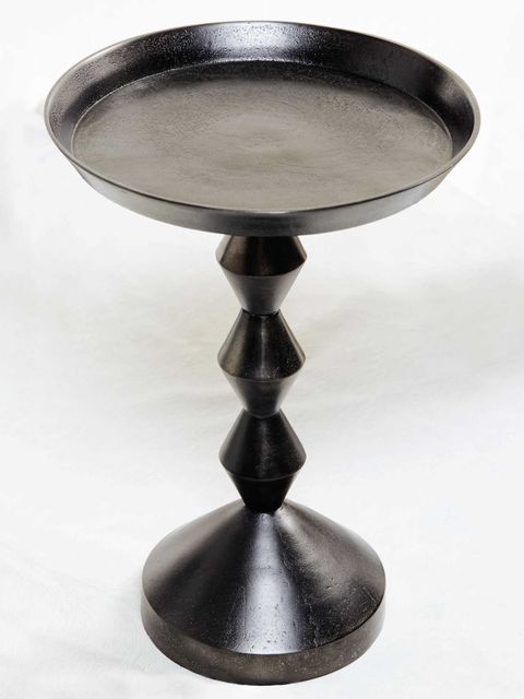 Bernhardt Interiors Casegoods Mirabelle Round Metal Black Nickel ... in Jett 20" Round Aluminum Black Nickel Pedestal Base Side Table