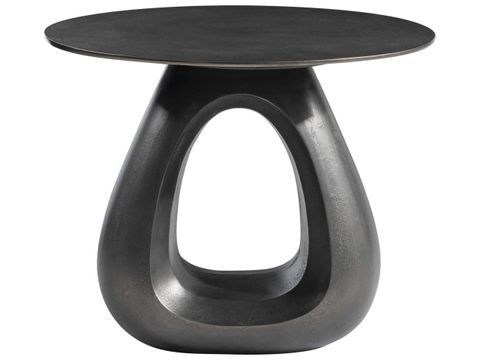 Bernhardt Ursa Round Metal Black Nickel End Table | Bh328405 pertaining to Jett 20" Round Aluminum Black Nickel Pedestal Base Side Table