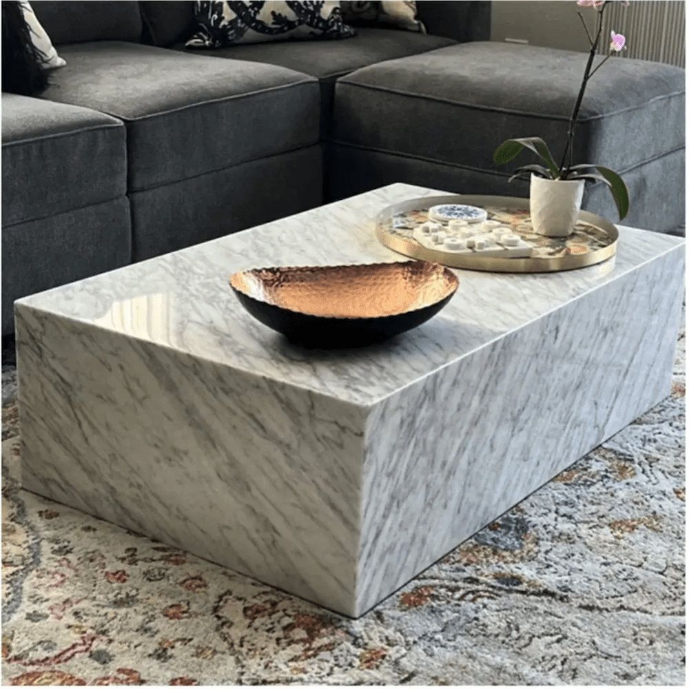 Betach Genuine Marble Block Coffee Table - Carrara Marble &amp; Reviews ... regarding How Contemporary Design Meets Natural Beauty in Cecil&#039;s Collection