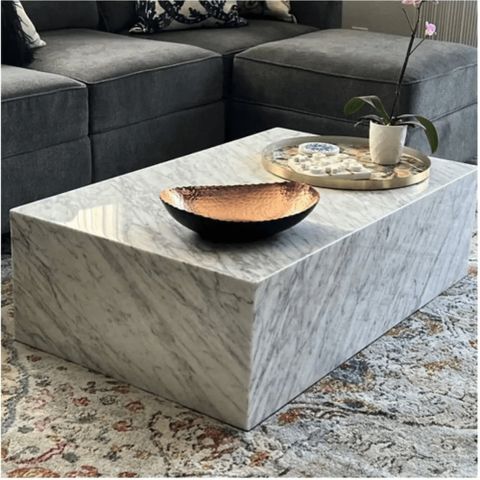 Betach Genuine Marble Block Coffee Table - Carrara Marble & Reviews ... regarding How Contemporary Design Meets Natural Beauty in Cecil's Collection