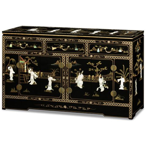 Black Mother Of Pearl Sideboard | China Furniture Online regarding 60" Black Lacquer Pearl Figure Motif China Cabinet