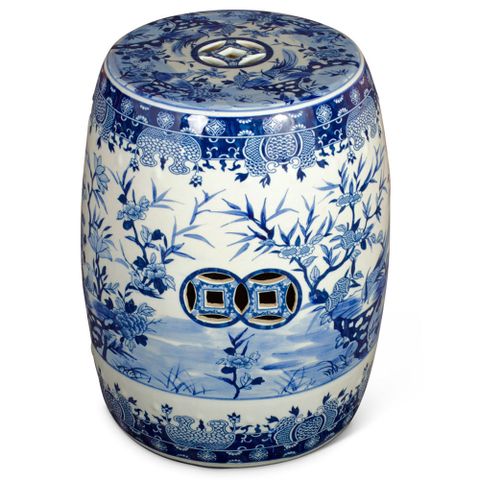 Blue & White Porcelain Flower And Bird Motif Chinese Garden Stool within Exploring the Artistry of Chinese Blue and White Porcelain Flower Birds Design