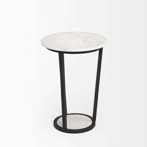 Bombola I (Small) 15L X 15W White Round Marble Top W/Black Metal Frame ... in Material selection and durability considerations for marble furniture