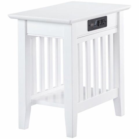 Bowery Hill Solid Wood End Table With Charging Port In White, 1 - Fry’s ... with The Artisan Craftsmanship Behind Bowery Hill Traditional Wood Chairside Tables