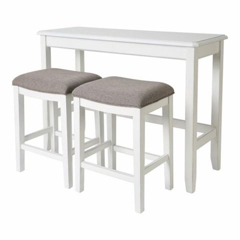 Bowery Hill Traditional Wood Sofa Table With Two Stools In White, 1 ... in Bowery Hill Traditional Wood Chairside Table In White Finish