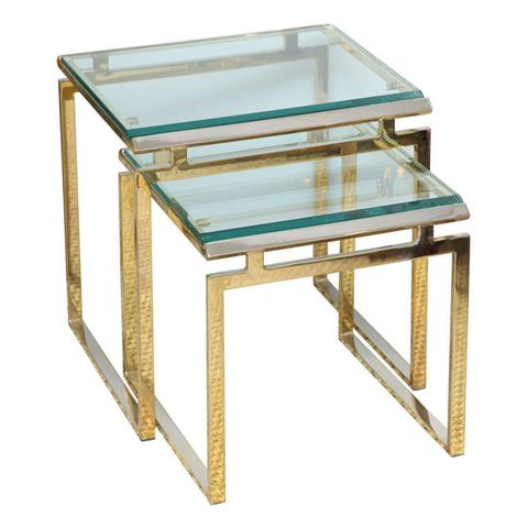 Brass And Glass Nesting Tables At 1Stdibs in Stylish Nesting Tables Set, Clear Glass & Brass, 2 Piece Pack