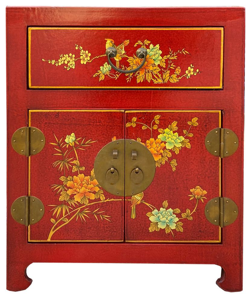 Chinese Brick Red Crack Vinyl Moon Face End Table Nightstand Hcs7501 ... with regard to Modern Living Room Solutions with Chinese Off White Vinyl Moon Face Flower End Table Nightstand Hcs7130