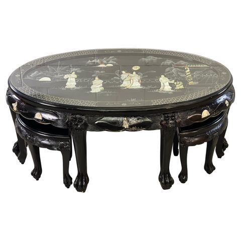 Chinese Lacquered Sewing Table At 1Stdibs inside Mastering the Techniques of Black Lacquer Wood Artistry