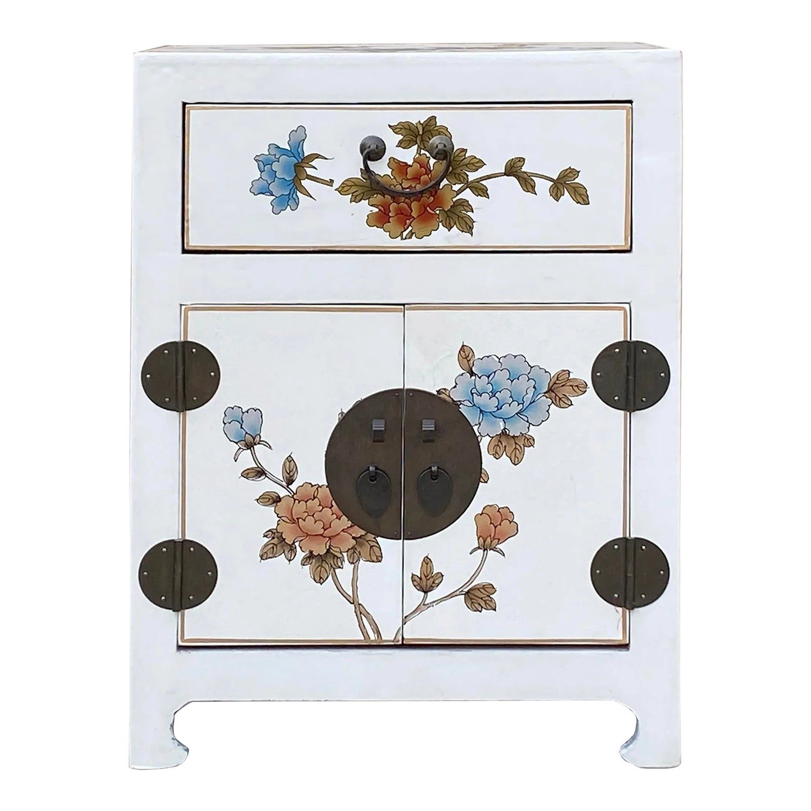 Modern Living Room Solutions with Chinese Off White Vinyl Moon Face Flower End Table Nightstand Hcs7130