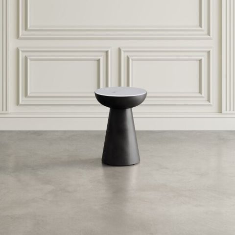 Circularity Modern Luxury Marble And Iron 15 Round Pedestal Chairside ... throughout From Waste to Wonder: How Circular Design Transforms Modern Furniture