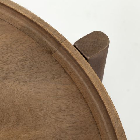 Cleaver I Medium Brown Solid Wood Round Accent Table - Transitional ... regarding East At Main Kenton Solid Teak Wood Round Accent Table, Brown