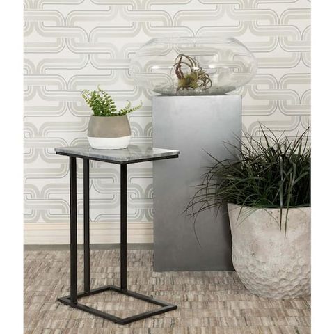 Coaster 16 In. Grey And Sandy Black Rectangular Marble Top Accent Table ... inside Expandable Rectangular Accent Table, Rustic Gray And Sandy Black
