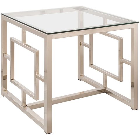 Coaster Contemporary Tempered Glass Top Square End Table In Nickel ... in Coaster Luna Modern Metal Square End Table In White And Chrome