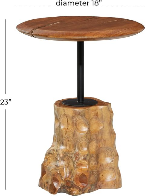 Contemporary Teak Wood Pedestal Accent Table Brown - Olivia & May intended for East At Main Kenton Solid Teak Wood Round Accent Table, Brown