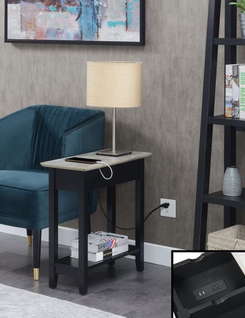 Convenience Concepts American Heritage Flip Top End Table With Charging ... inside The Evolution of Flip Top Tables in Contemporary Home Decor