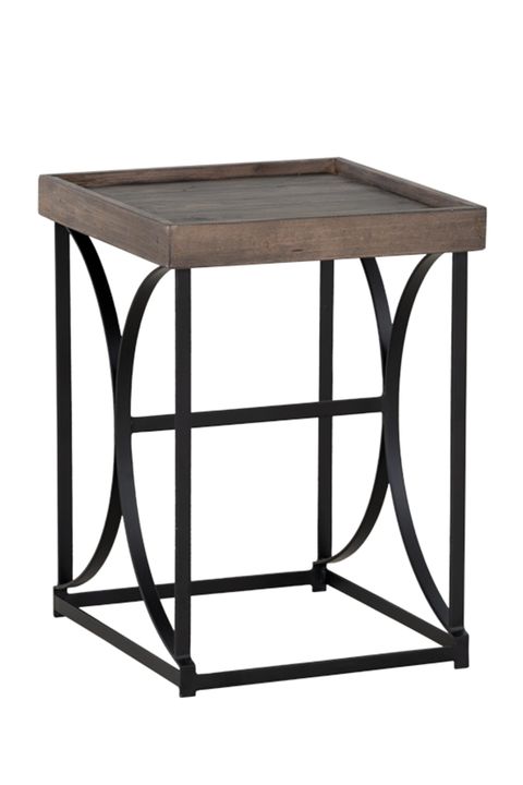 Cortesi Home Luxe End Table In Reclaimed Wood And Black Steel ... in Cortesi Home Luxe End Table In Reclaimed Wood And Black Steel