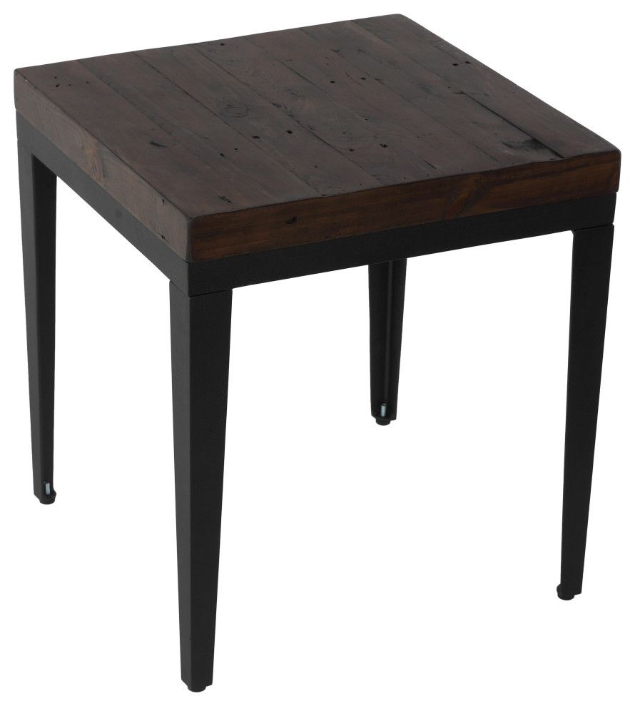 Cortesi Home Omaha End Table, Solid Wood And Metal, 20&quot; - Industrial ... within Cortesi Home Luxe End Table In Reclaimed Wood And Black Steel