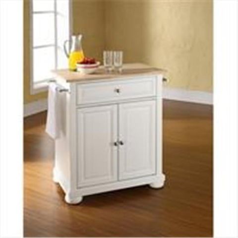 Crosley Furniture Alexandria Natural Wood Top Portable Kitchen Island ... throughout Alexandria Natural Wood Top Portable Kitchen Island, White Finish